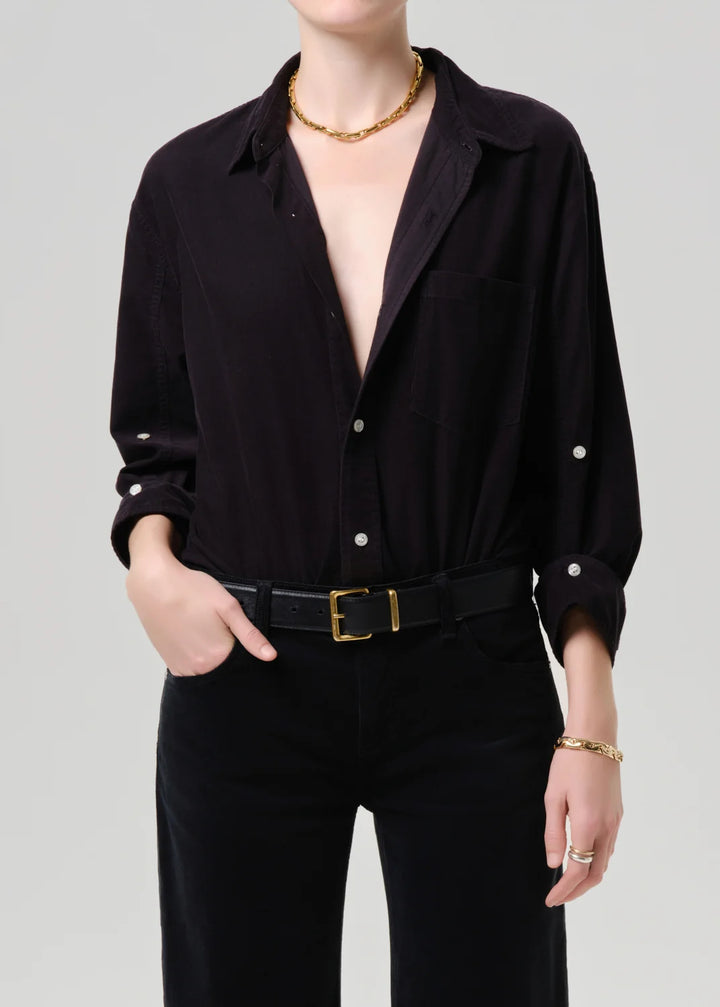 Kayla Shirt Corduroy - Charcoal