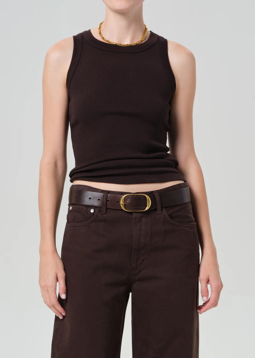 Isabel Rib Tank - Chocolate