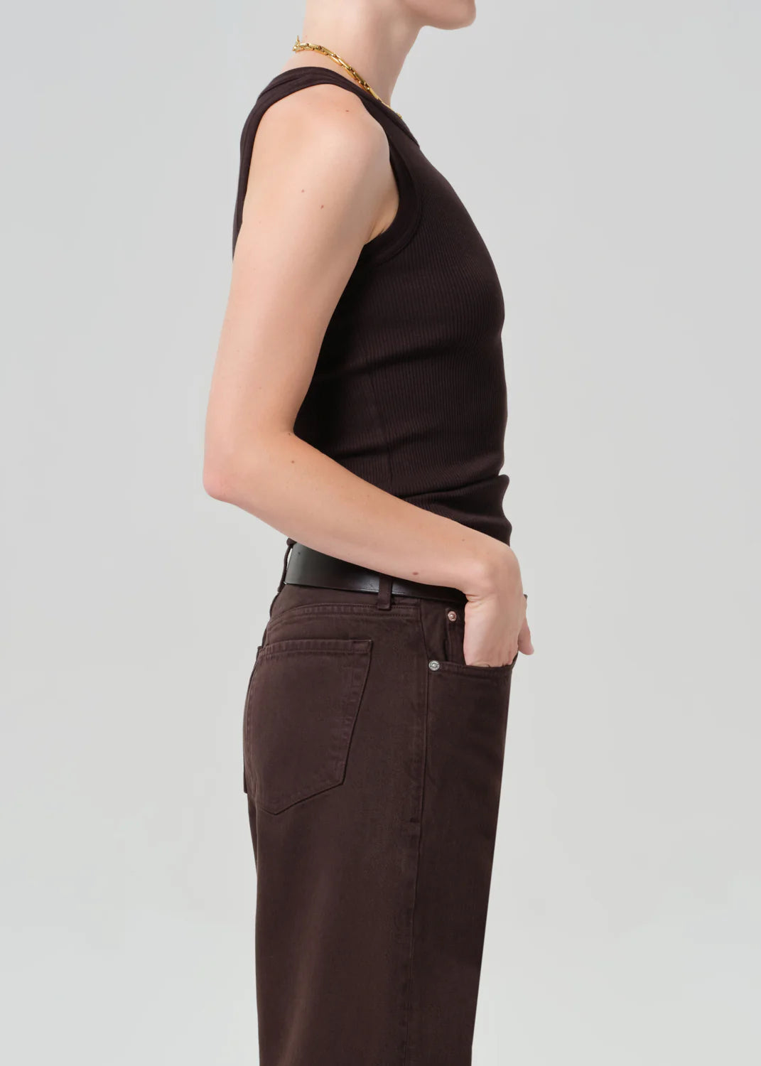 Isabel Rib Tank - Chocolate