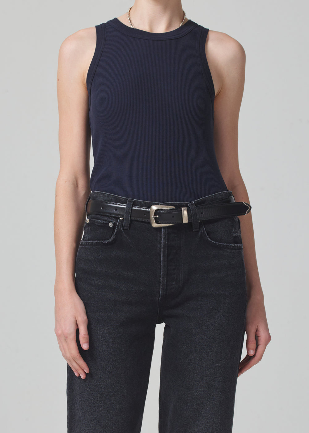 Isabel Rib Tank - Navy