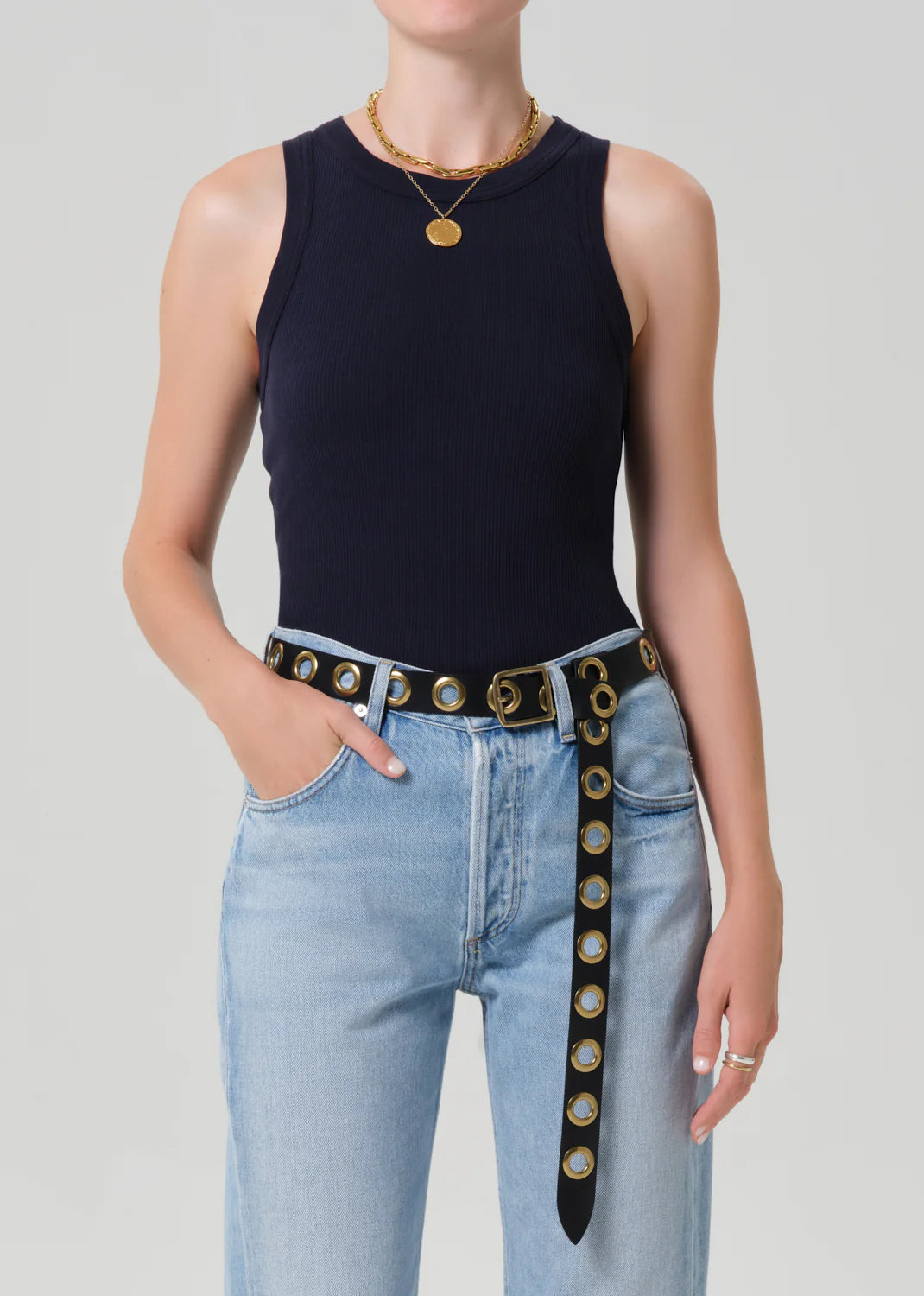 Isabel Rib Tank - Navy