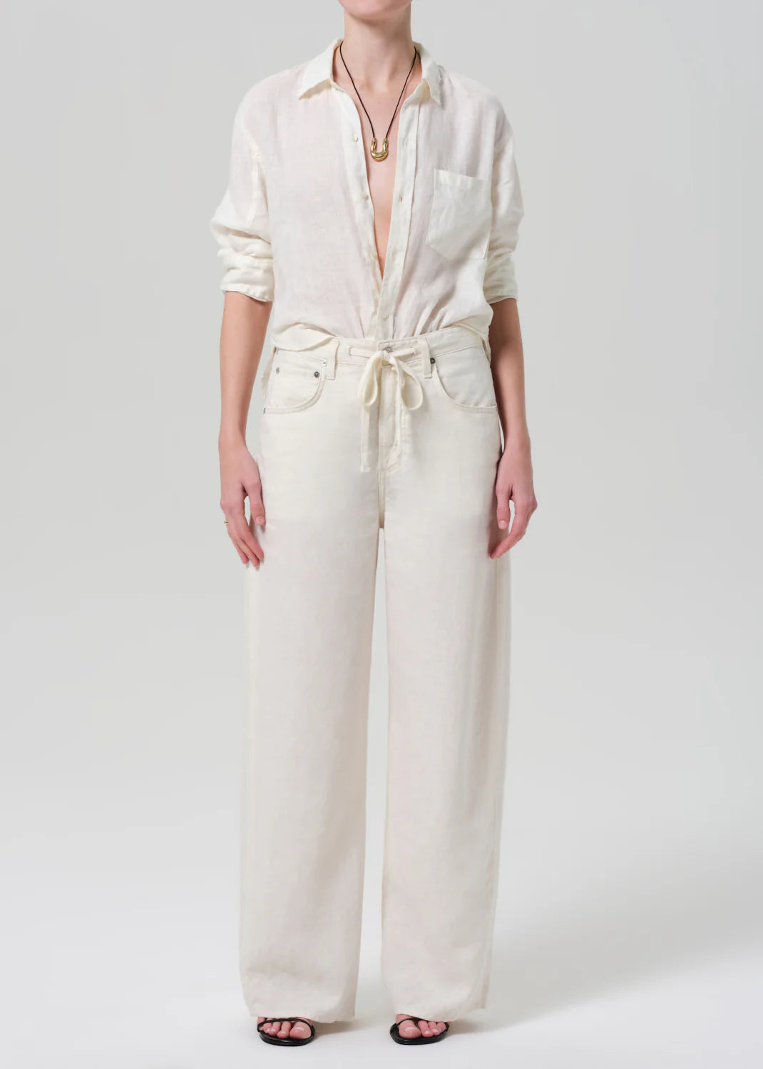 Kayla Shrunken Linen Shirt - Vanilla