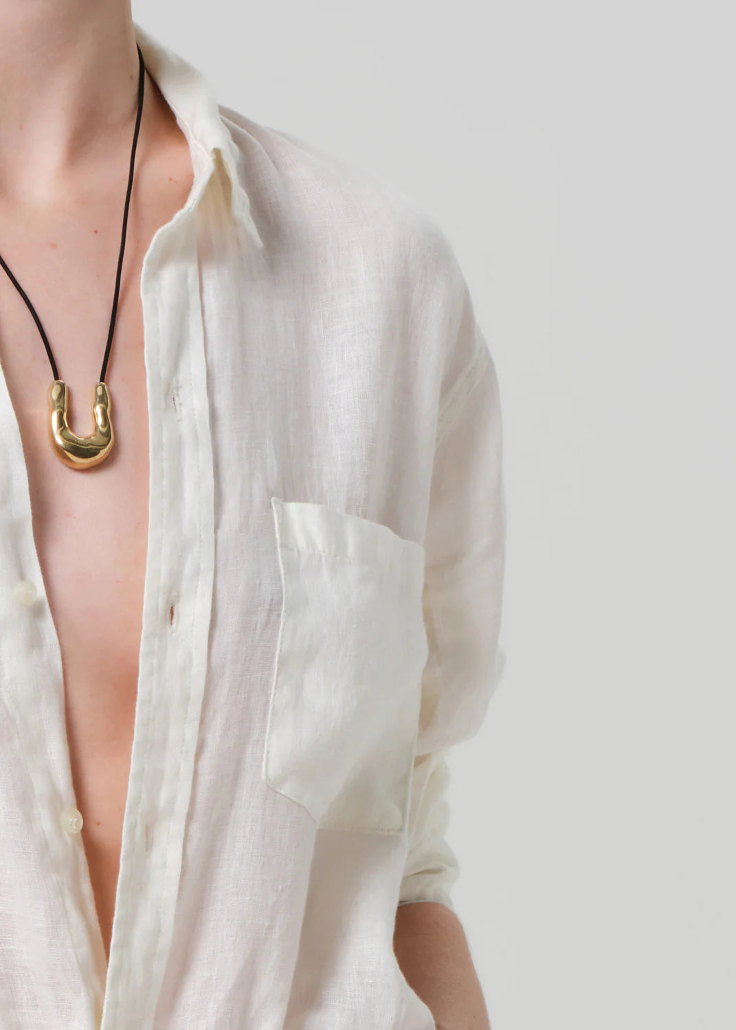 Kayla Shrunken Linen Shirt - Vanilla
