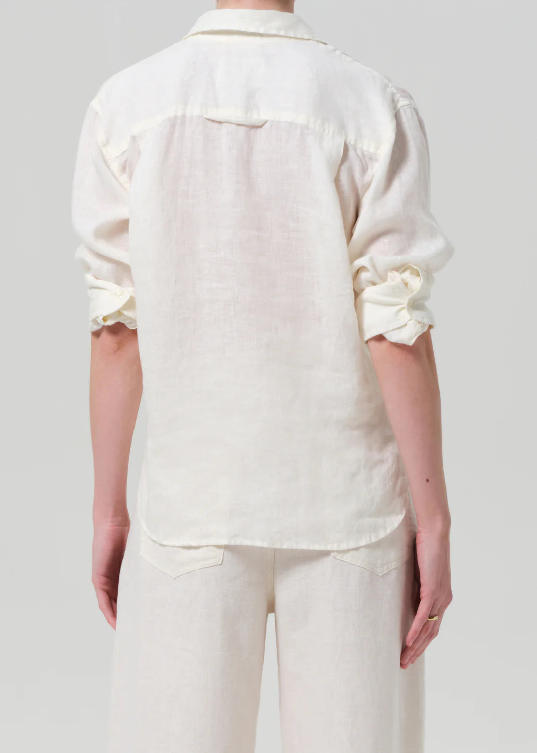 Kayla Shrunken Linen Shirt - Vanilla
