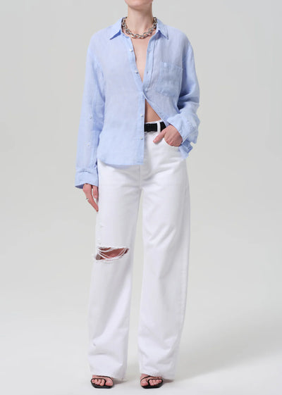 Kayla Shrunken Linen Shirt - Glint