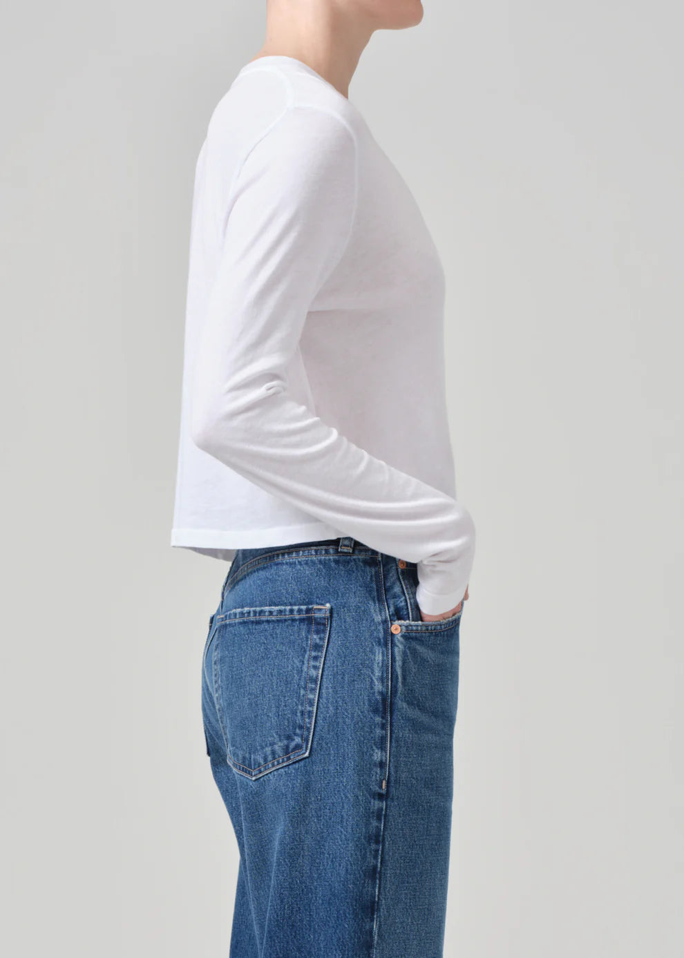 Sabine Cropped Long Sleeve - White