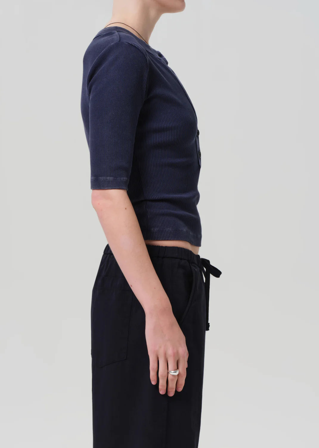 Nali Short Sleeve Henley - Mineral Navy