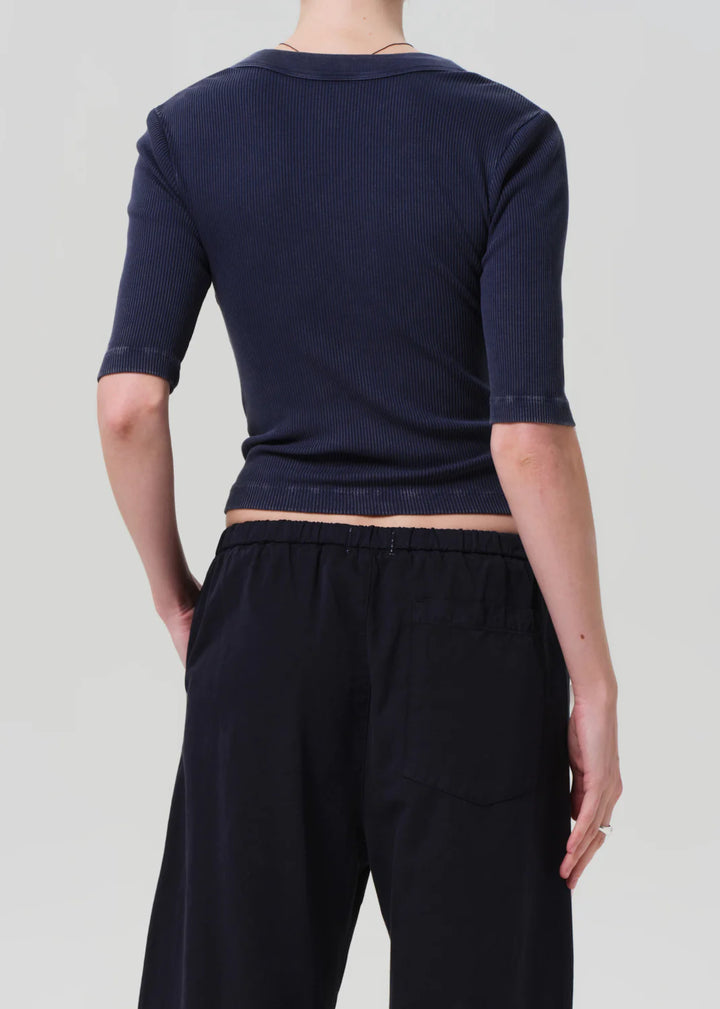 Nali Short Sleeve Henley - Mineral Navy