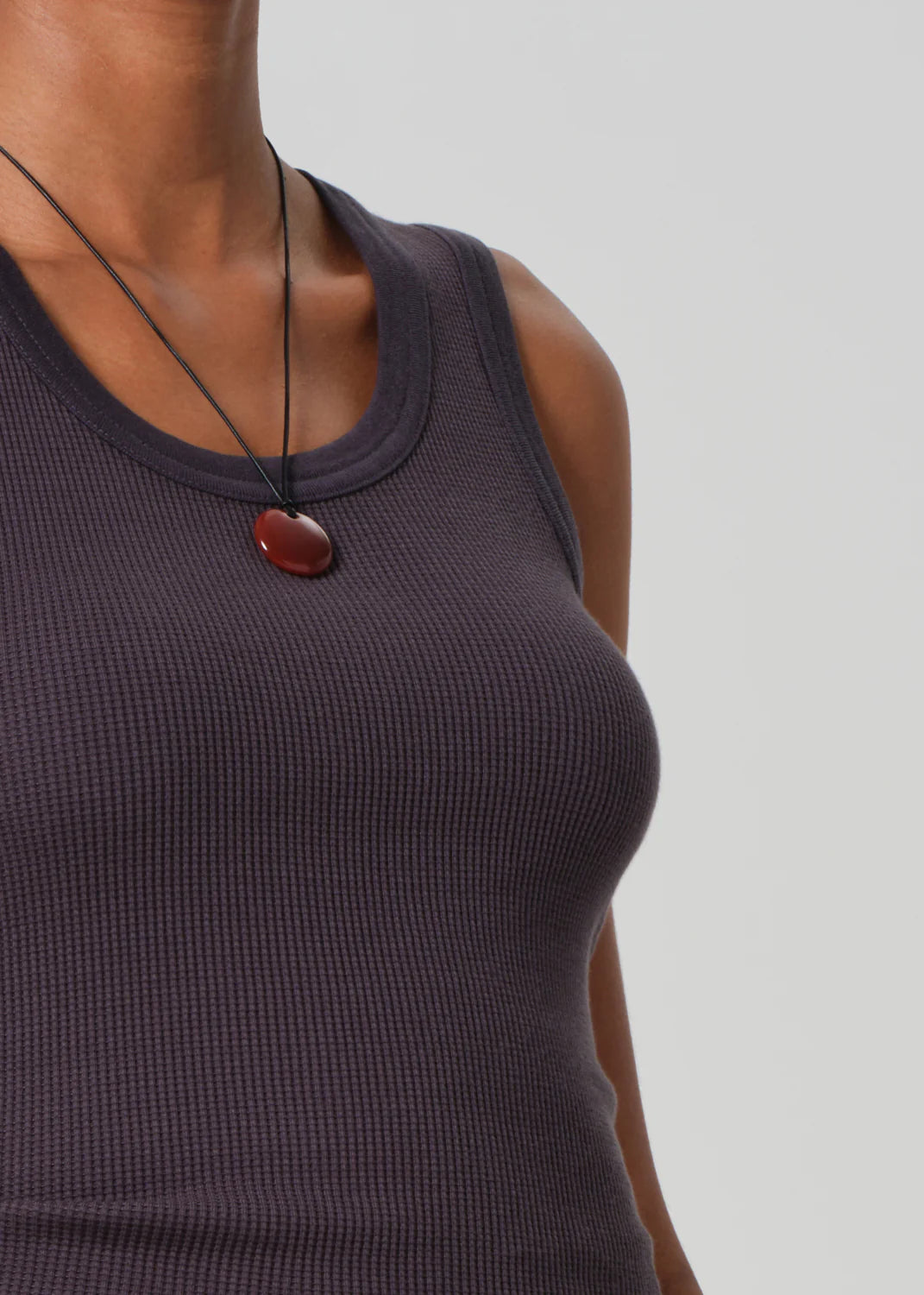 Inez Waffle Tank - Charcoal