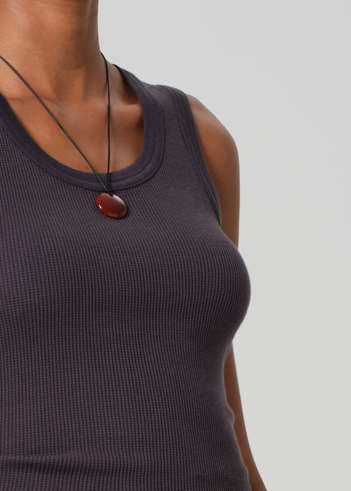 Inez Waffle Tank - Charcoal