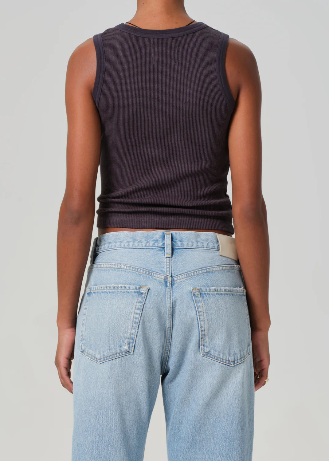 Inez Waffle Tank - Charcoal