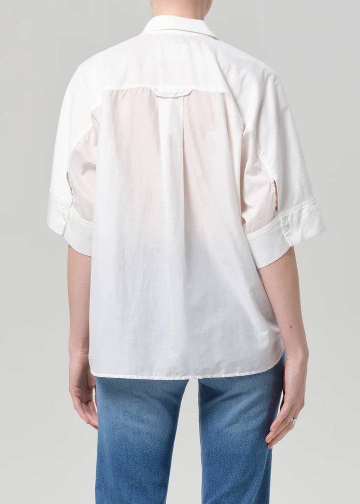 Claire Shirt w/ Lace Insert - White