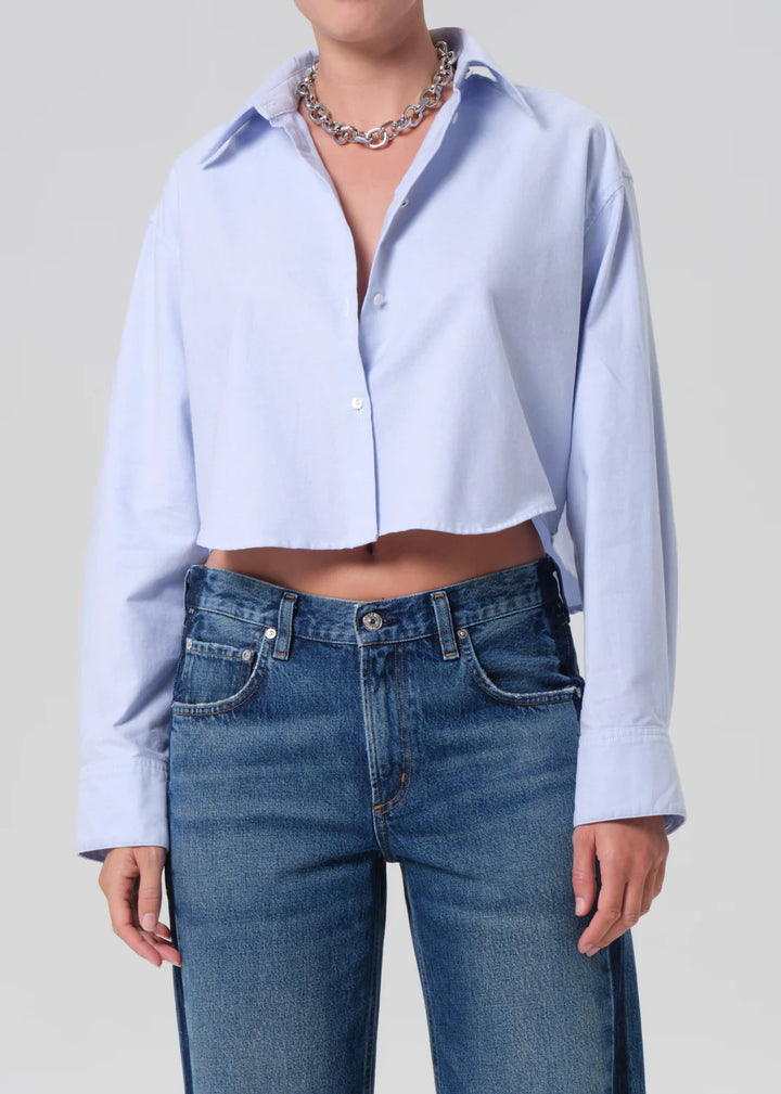 Ana Cropped Shirt - Blue