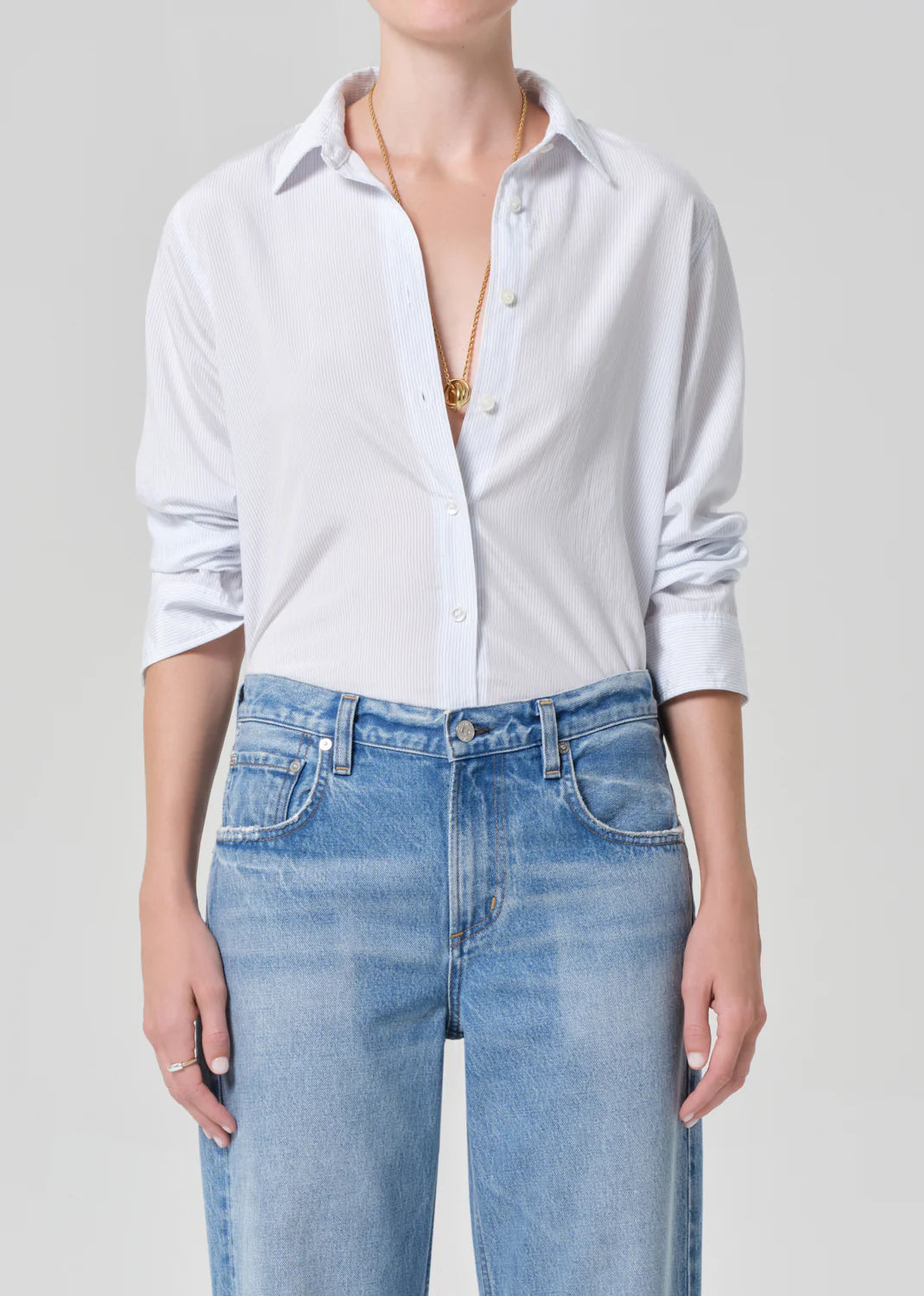 Avni Slim Shirt - Blue Micro Stripe