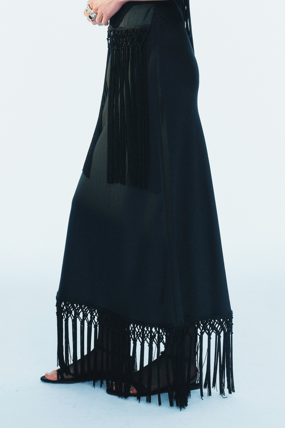 Brittlee Fringe Skirt - Black