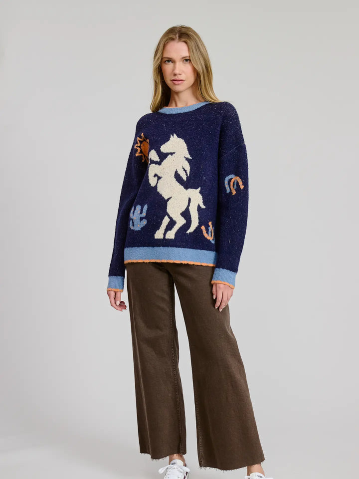 Prairie Ride Sweater Pullover - Navy