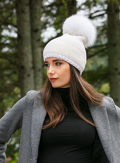 Ivory Pom Pom Hat