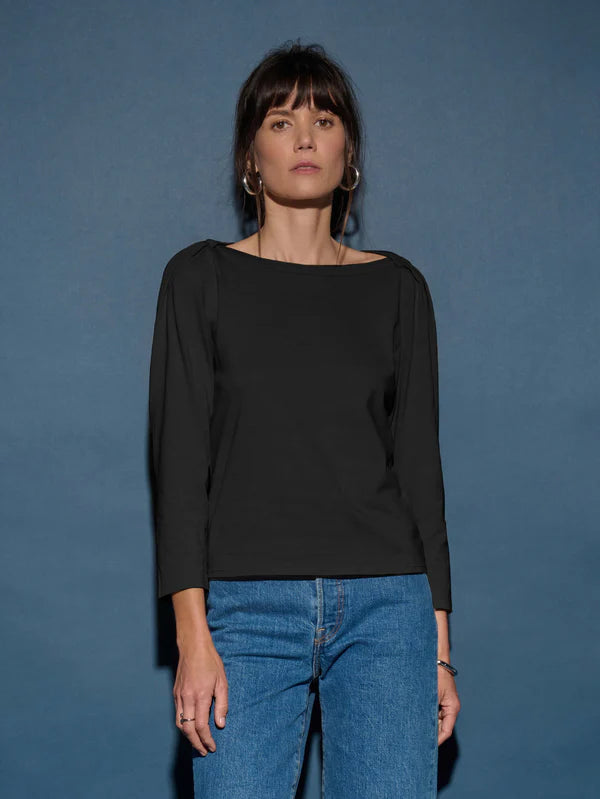 Amelie Envelope Neck Top- Jet Black