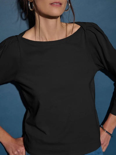 Amelie Envelope Neck Top- Jet Black