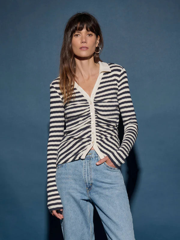 Ami Henley- Pointelle Stripe