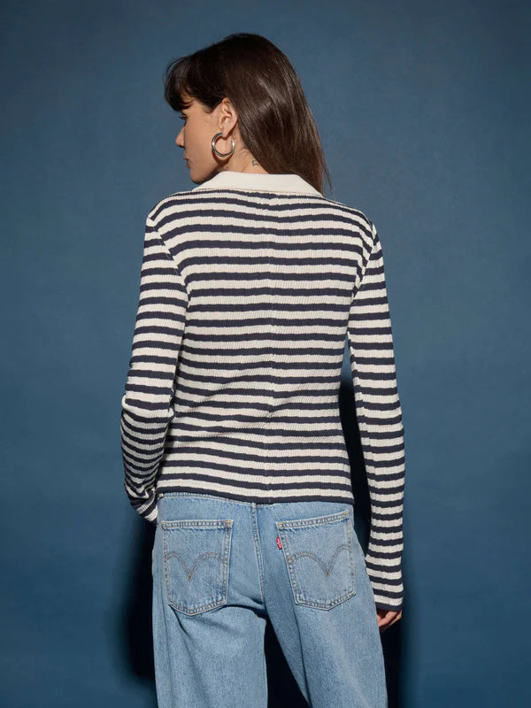 Ami Henley- Pointelle Stripe