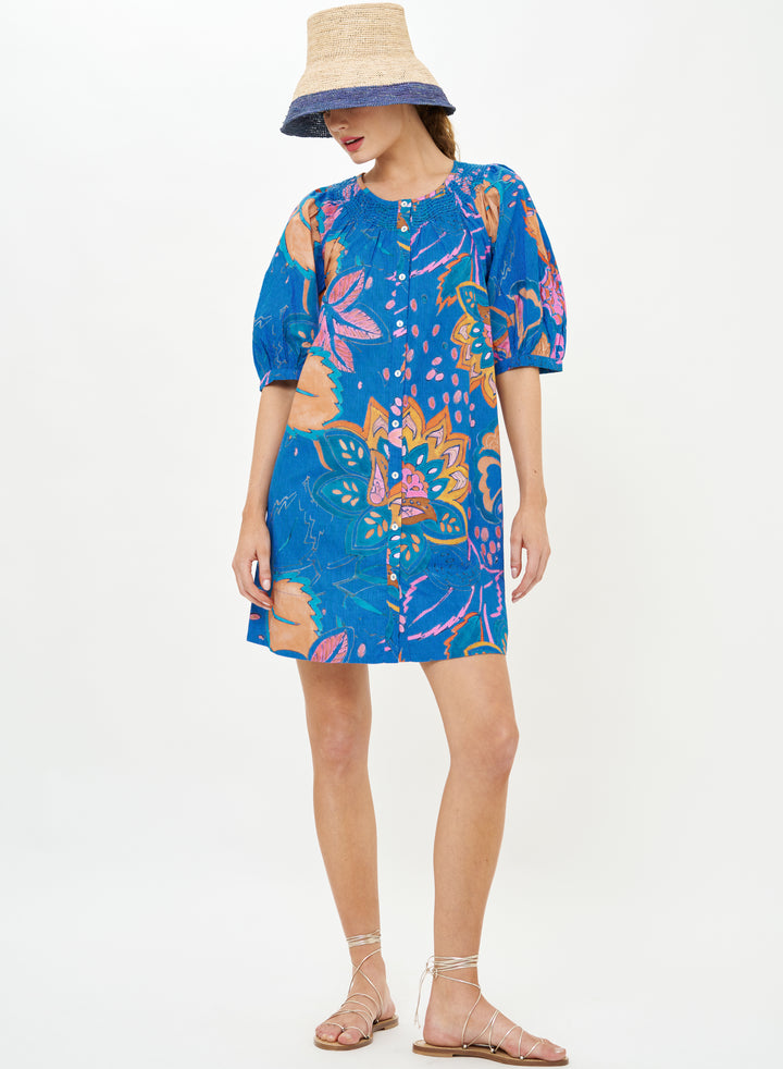 Embroidered Button Mini - Antico Blue