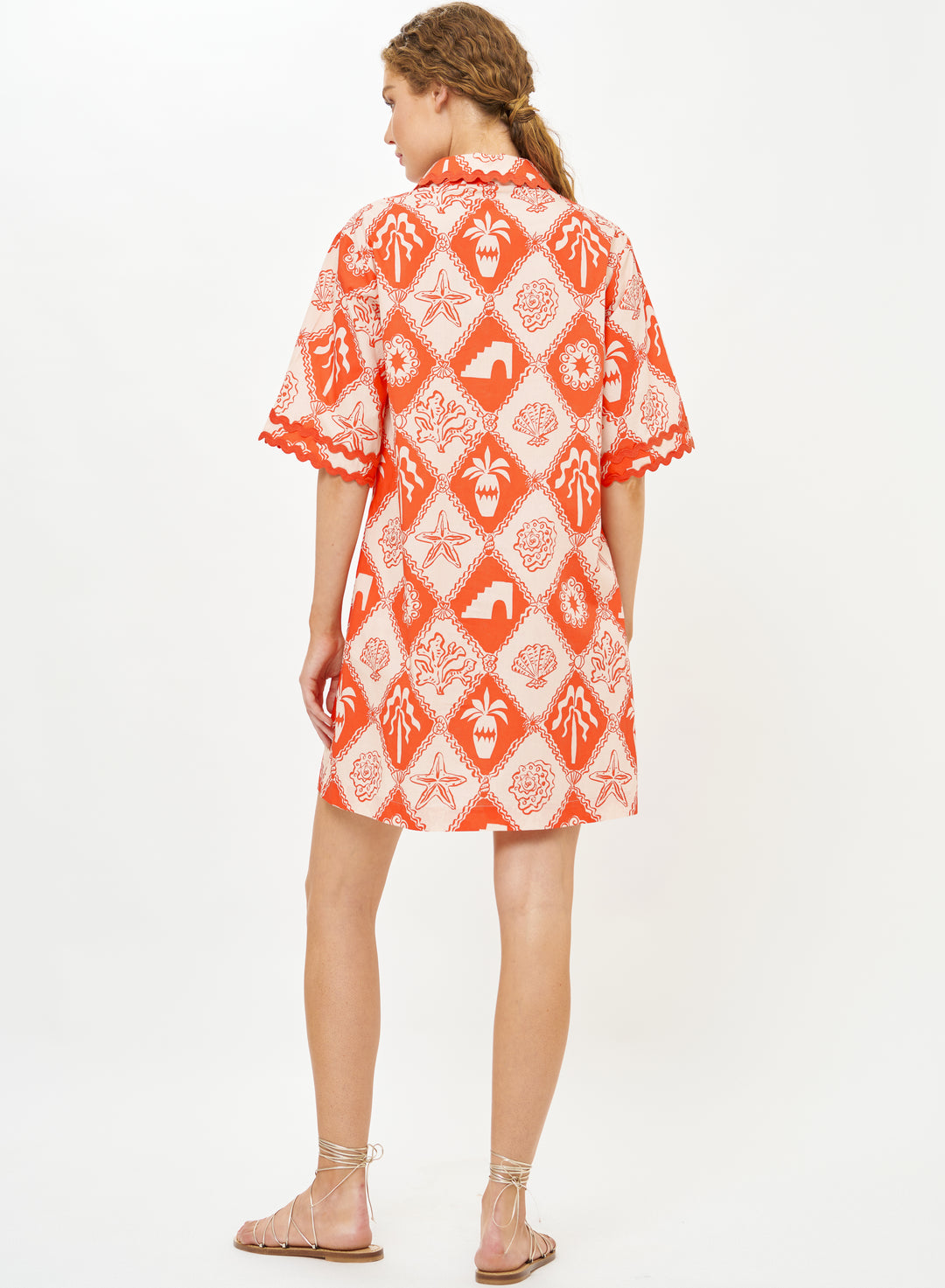 Collared Shirt Dress Mini - Asterias Red