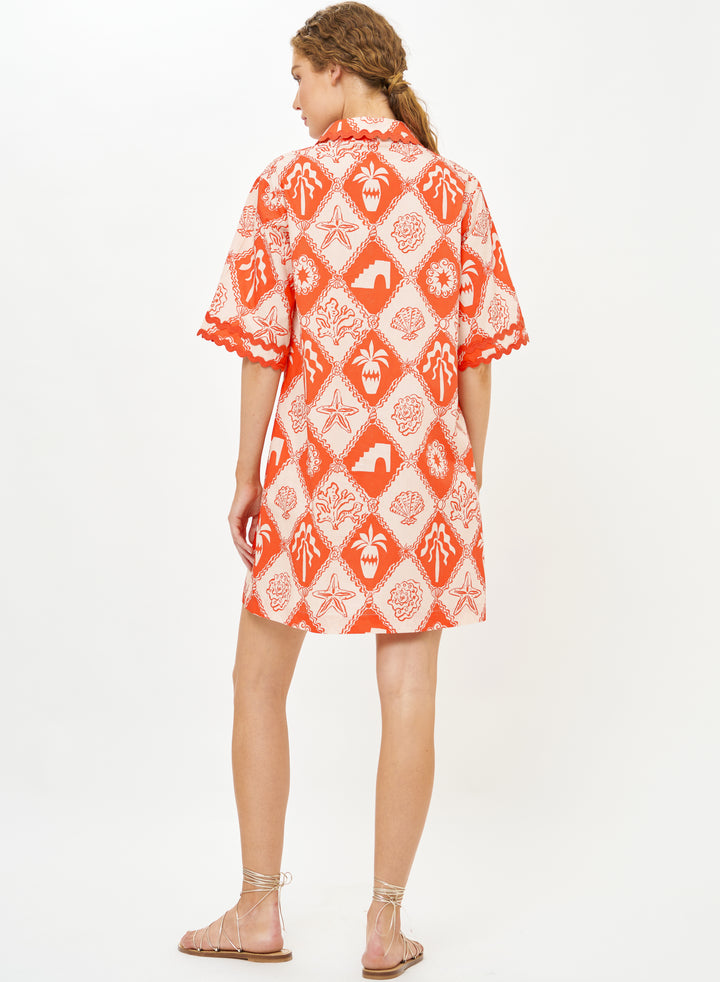 Collared Shirt Dress Mini - Asterias Red