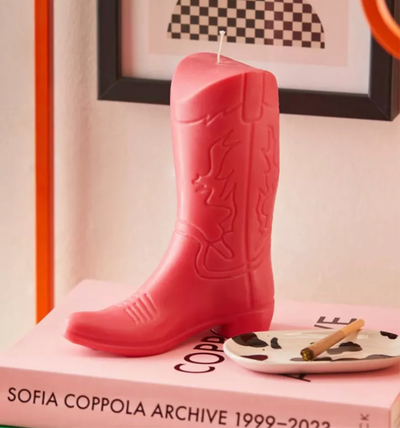 Cowboy Boot Candle - White