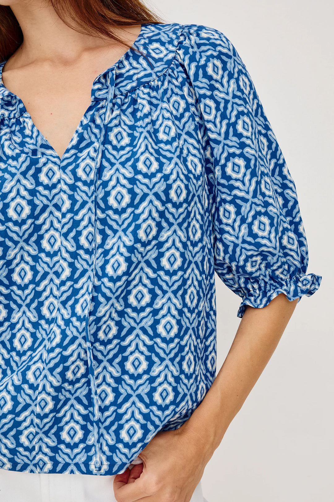 Belina Top - Blue Ikat