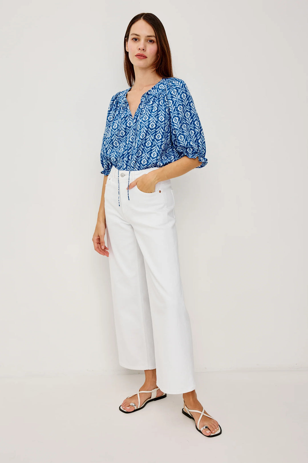 Belina Top - Blue Ikat