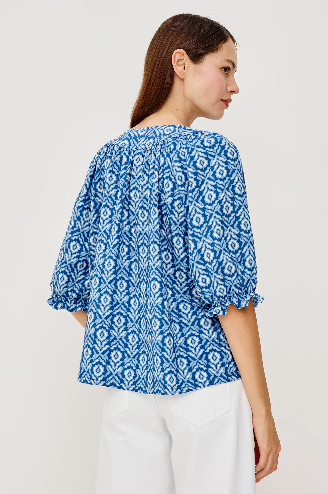 Belina Top - Blue Ikat