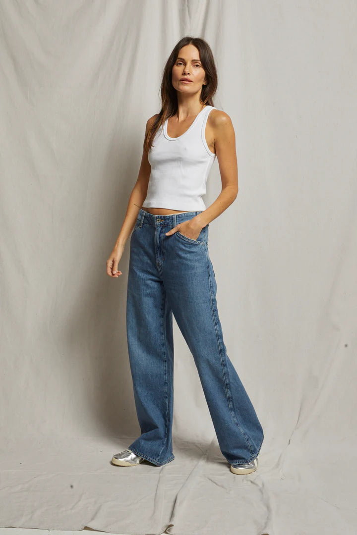 Blondie Structured Rib Bra Friendly Tank - White