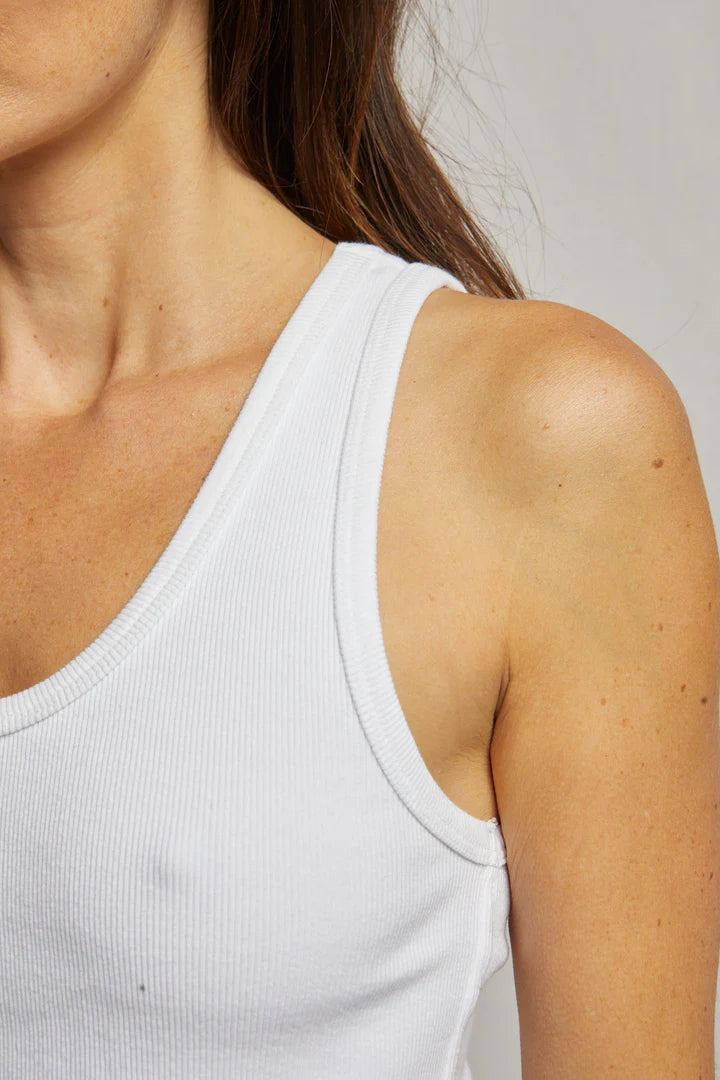 Blondie Structured Rib Bra Friendly Tank - White