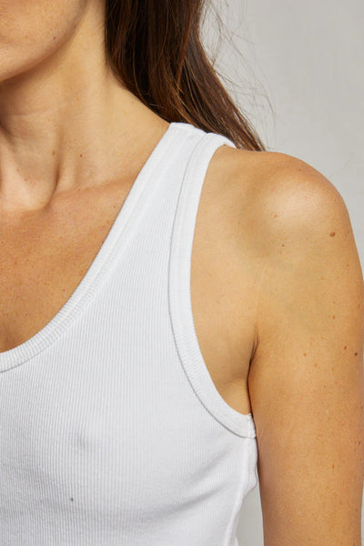 Blondie Structured Rib Bra Friendly Tank - White