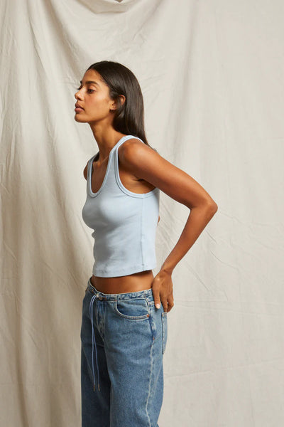 Blondie Structured Rib Bra Friendly Tank - Sky Blue