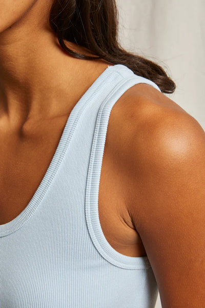 Blondie Structured Rib Bra Friendly Tank - Sky Blue