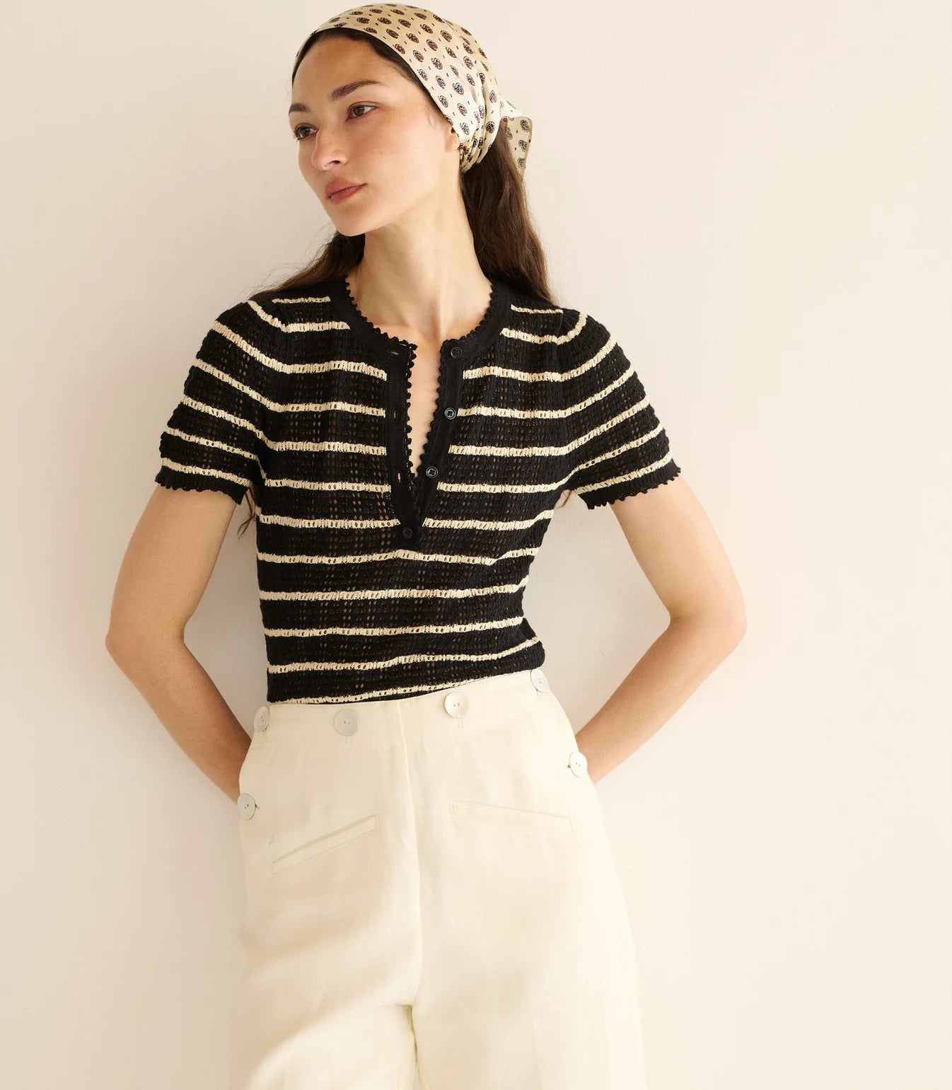 Brandie Top - Noir Allaire Stripe