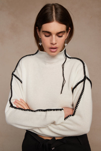 Annie Cashmere Cropped Sweater - Cream