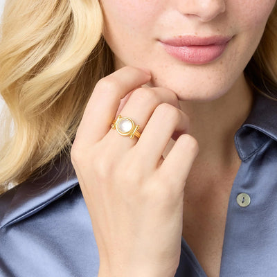 Bamboo Stone Ring - Pearl