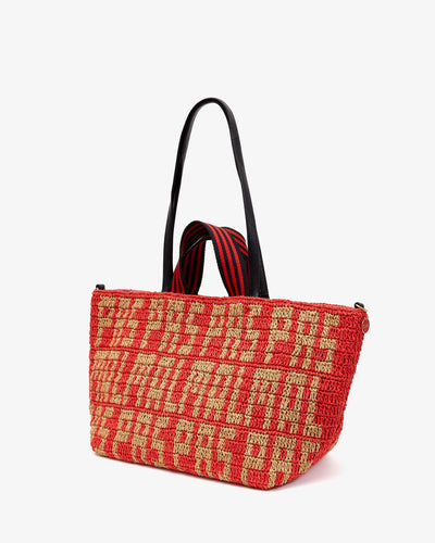 Bateau Tote - Natural/Poppy Raffia