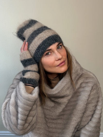 Alpaca Colorblock Knit Gloves