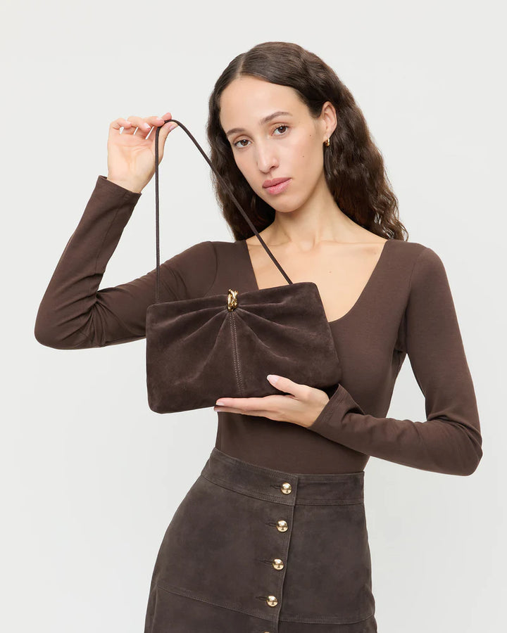 Corrine Clutch - Brown Suede
