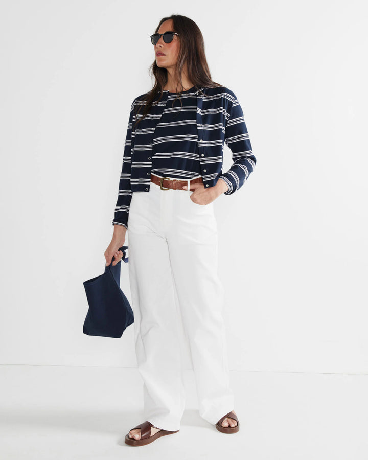 The Carmen - Navy/White Mixed Stripe