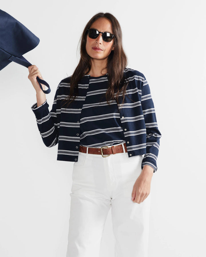 The Carmen - Navy/White Mixed Stripe
