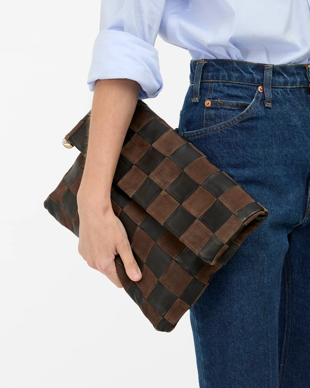 Carryall Clutch w/ Tabs - Black/Chocolate Oversized Checker