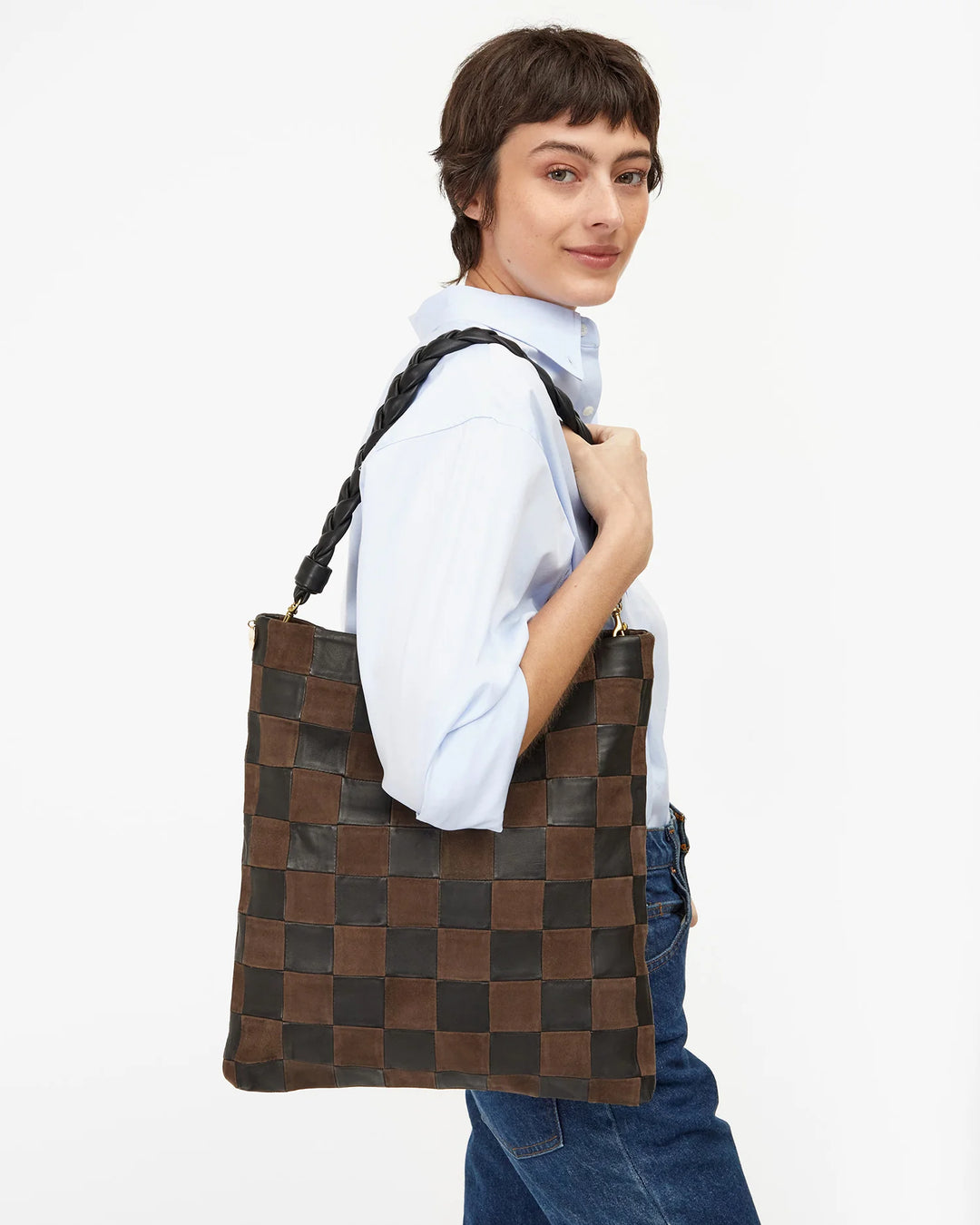 Carryall Clutch w/ Tabs - Black/Chocolate Oversized Checker