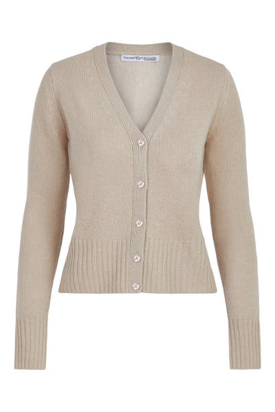 Chrissy V Neck Cardigan- Jute