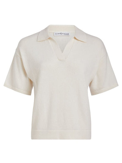 Corinne Cashmere Polo- Chalk