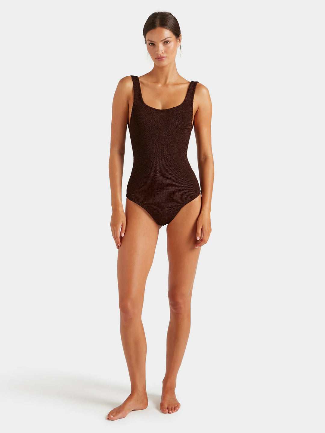 Coverage Square Neck Swim - Metallic Chocolate